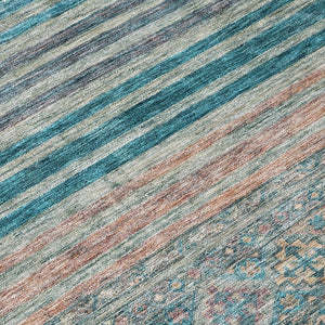 HomeRoots 5' Vibrant Teal Blue Medallion Indoor Outdoor Area Rug – Durable, Washable, Perfect for Homes & Patios 8' Round 615916