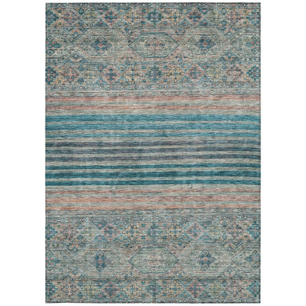 HomeRoots 5' Vibrant Teal Blue Medallion Indoor Outdoor Area Rug – Durable, Washable, Perfect for Homes & Patios 8' X 10' 615917