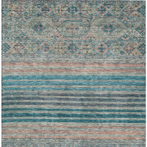 HomeRoots 5' Vibrant Teal Blue Medallion Indoor Outdoor Area Rug – Durable, Washable, Perfect for Homes & Patios 8' X 10' 615917