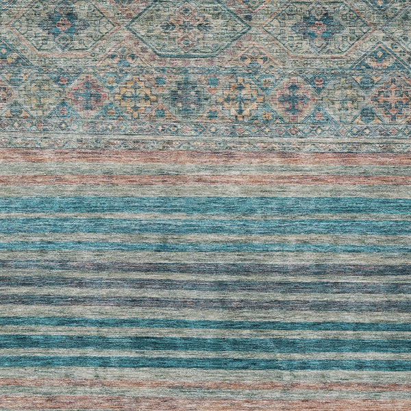 HomeRoots 5' Vibrant Teal Blue Medallion Indoor Outdoor Area Rug – Durable, Washable, Perfect for Homes & Patios 9' X 12' 615918
