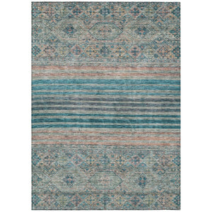 HomeRoots 5' Vibrant Teal Blue Medallion Indoor Outdoor Area Rug – Durable, Washable, Perfect for Homes & Patios 10' X 14' 615919