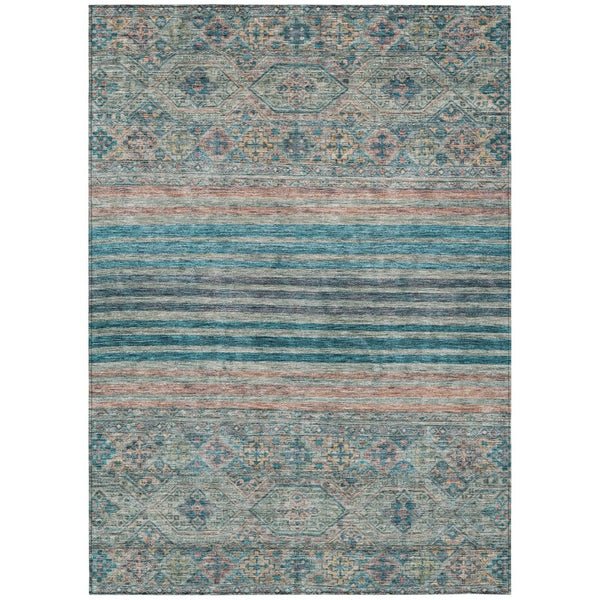 HomeRoots 5' Vibrant Teal Blue Medallion Indoor Outdoor Area Rug – Durable, Washable, Perfect for Homes & Patios 10' X 14' 615919