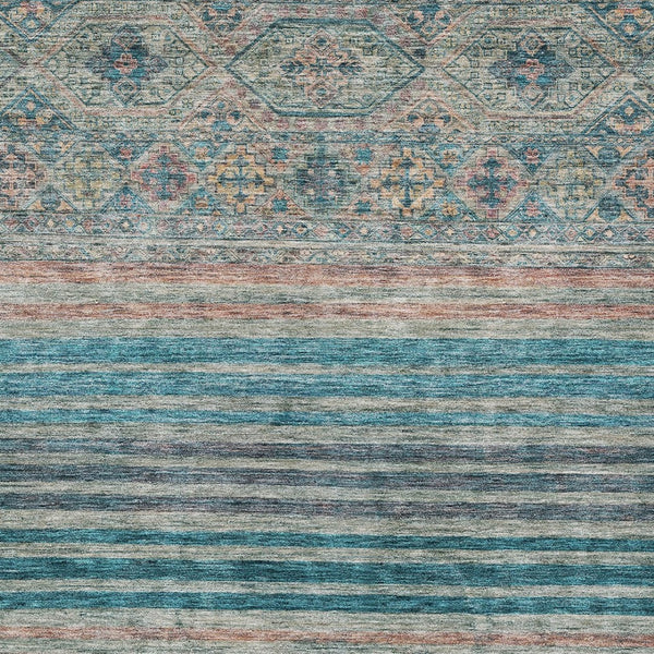 HomeRoots 5' Vibrant Teal Blue Medallion Indoor Outdoor Area Rug – Durable, Washable, Perfect for Homes & Patios 10' X 14' 615919