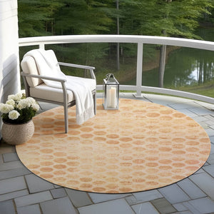 HomeRoots 5' Elegant Peach and Rust Polka Dot Washable Area Rug for Indoor and Outdoor Spaces, Easy Care 8' Round 615928
