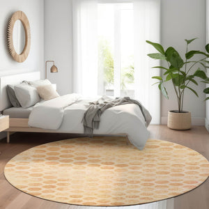 HomeRoots 5' Elegant Peach and Rust Polka Dot Washable Area Rug for Indoor and Outdoor Spaces, Easy Care 8' Round 615928
