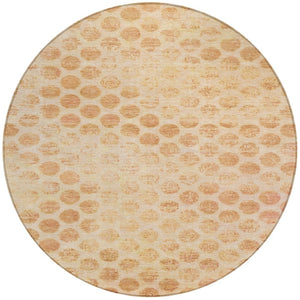 HomeRoots 5' Elegant Peach and Rust Polka Dot Washable Area Rug for Indoor and Outdoor Spaces, Easy Care 8' Round 615928