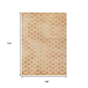 HomeRoots 5' Elegant Peach and Rust Polka Dot Washable Area Rug for Indoor and Outdoor Spaces, Easy Care 9' X 12' 615930