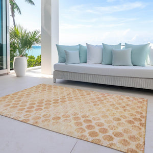 HomeRoots 5' Elegant Peach and Rust Polka Dot Washable Area Rug for Indoor and Outdoor Spaces, Easy Care 9' X 12' 615930