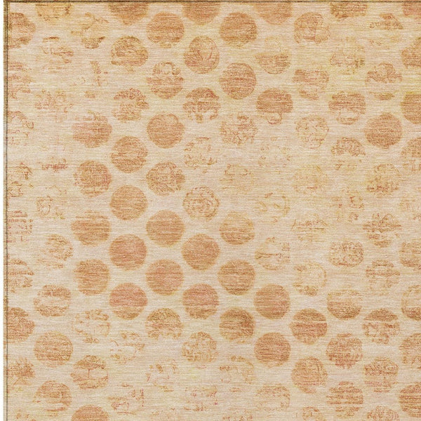 HomeRoots 5' Elegant Peach and Rust Polka Dot Washable Area Rug for Indoor and Outdoor Spaces, Easy Care 9' X 12' 615930