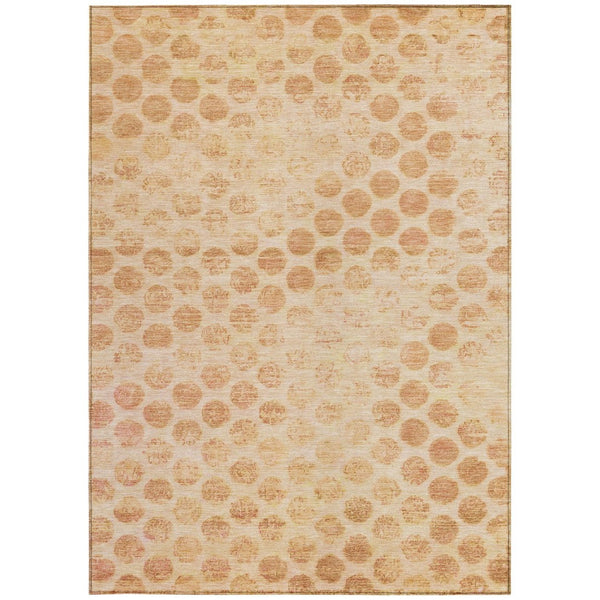 HomeRoots 5' Elegant Peach and Rust Polka Dot Washable Area Rug for Indoor and Outdoor Spaces, Easy Care 10' X 14' 615931