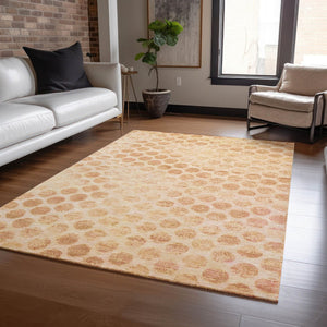 HomeRoots 5' Elegant Peach and Rust Polka Dot Washable Area Rug for Indoor and Outdoor Spaces, Easy Care 10' X 14' 615931