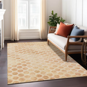 HomeRoots 5' Elegant Peach and Rust Polka Dot Washable Area Rug for Indoor and Outdoor Spaces, Easy Care 10' X 14' 615931