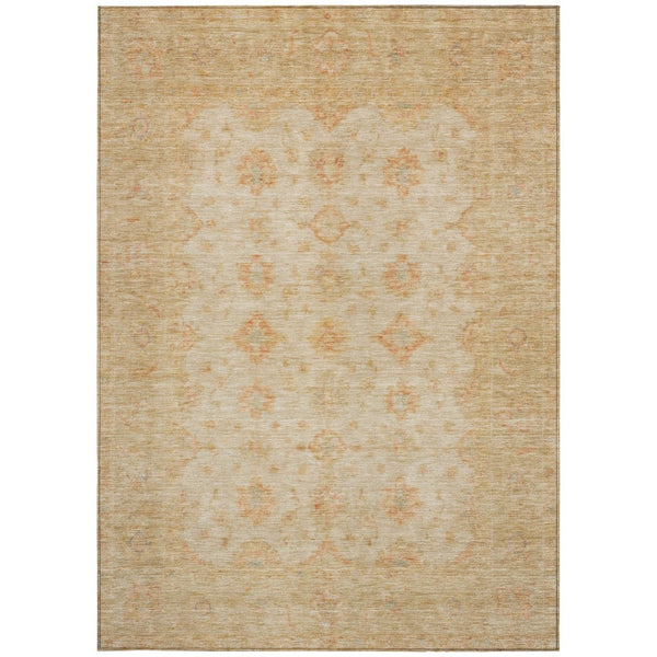 HomeRoots 5' Beige and Rust Floral Medallion Area Rug - Washable, Durable Design for Indoor and Outdoor Use 5' X 8' 615939