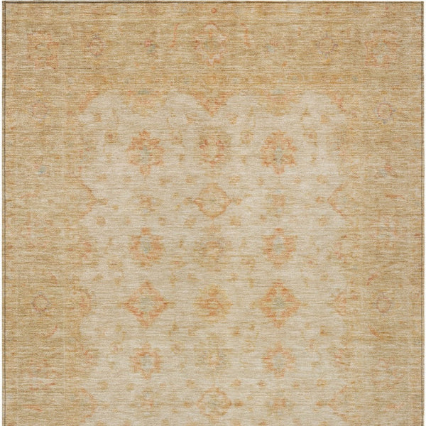 HomeRoots 5' Beige and Rust Floral Medallion Area Rug - Washable, Durable Design for Indoor and Outdoor Use 5' X 8' 615939