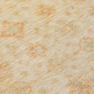 HomeRoots 5' Beige and Rust Floral Medallion Area Rug - Washable, Durable Design for Indoor and Outdoor Use 8' Round 615940