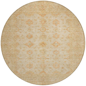 HomeRoots 5' Beige and Rust Floral Medallion Area Rug - Washable, Durable Design for Indoor and Outdoor Use 8' Round 615940