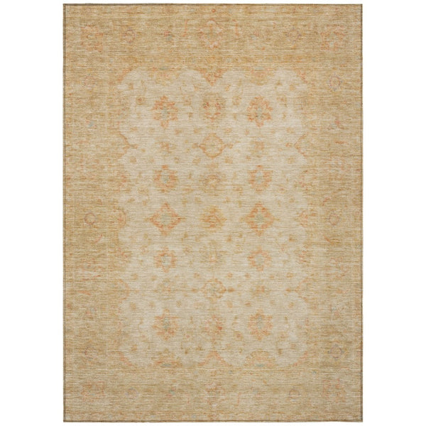HomeRoots 5' Beige and Rust Floral Medallion Area Rug - Washable, Durable Design for Indoor and Outdoor Use 8' X 10' 615941