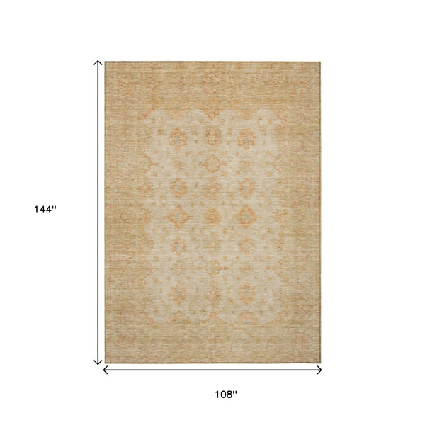 HomeRoots 9' X 12' Beige and Rust Floral Medallion Rug - Durable, Washable, Stylish for Indoors & Outdoors 615942