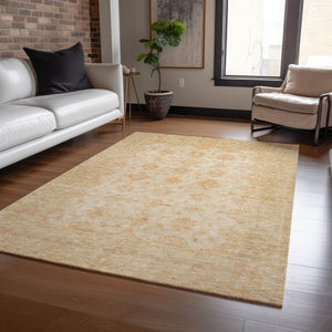 HomeRoots 5' Beige and Rust Floral Medallion Area Rug - Washable, Durable Design for Indoor and Outdoor Use 10' X 14' 615943