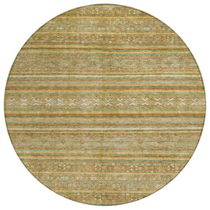 HomeRoots 5' Durable Artichoke Green Southwestern Area Rug for Indoor & Outdoor Spaces – Easy Care & Stylish 8' Round 615946