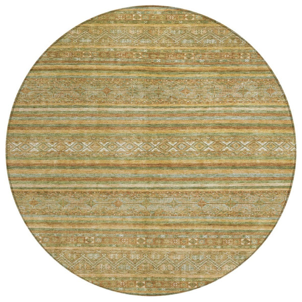 HomeRoots 5' Durable Artichoke Green Southwestern Area Rug for Indoor & Outdoor Spaces – Easy Care & Stylish 8' Round 615946
