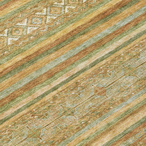 HomeRoots 5' Durable Artichoke Green Southwestern Area Rug for Indoor & Outdoor Spaces – Easy Care & Stylish 8' Round 615946