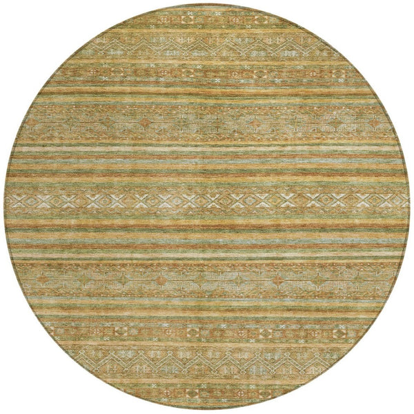 HomeRoots 5' Durable Artichoke Green Southwestern Area Rug for Indoor & Outdoor Spaces – Easy Care & Stylish 8' Round 615946