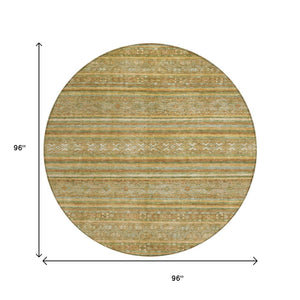 HomeRoots 5' Durable Artichoke Green Southwestern Area Rug for Indoor & Outdoor Spaces – Easy Care & Stylish 8' Round 615946