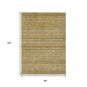 HomeRoots 5' Durable Artichoke Green Southwestern Area Rug for Indoor & Outdoor Spaces – Easy Care & Stylish 8' X 10' 615947