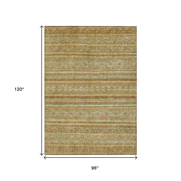 HomeRoots 5' Durable Artichoke Green Southwestern Area Rug for Indoor & Outdoor Spaces – Easy Care & Stylish 8' X 10' 615947