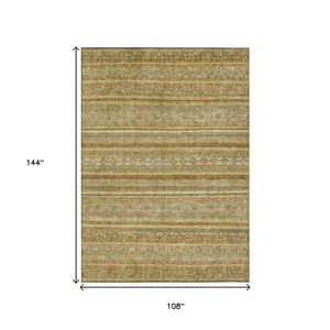 HomeRoots 5' Durable Artichoke Green Southwestern Area Rug for Indoor & Outdoor Spaces – Easy Care & Stylish 9' X 12' 615948