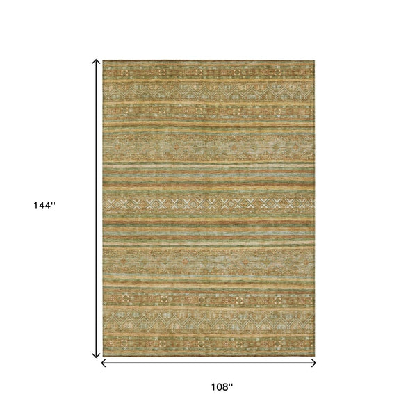 HomeRoots 5' Durable Artichoke Green Southwestern Area Rug for Indoor & Outdoor Spaces – Easy Care & Stylish 9' X 12' 615948