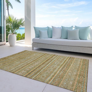 HomeRoots 5' Durable Artichoke Green Southwestern Area Rug for Indoor & Outdoor Spaces – Easy Care & Stylish 9' X 12' 615948