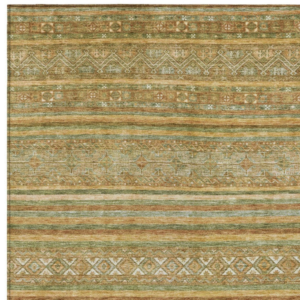 HomeRoots 5' Durable Artichoke Green Southwestern Area Rug for Indoor & Outdoor Spaces – Easy Care & Stylish 9' X 12' 615948