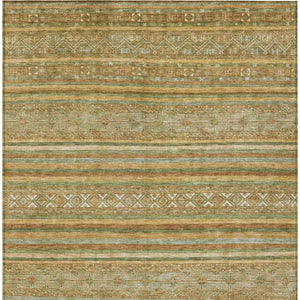 HomeRoots 5' Durable Artichoke Green Southwestern Area Rug for Indoor & Outdoor Spaces – Easy Care & Stylish 10' X 14' 615949