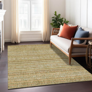 HomeRoots 5' Durable Artichoke Green Southwestern Area Rug for Indoor & Outdoor Spaces – Easy Care & Stylish 10' X 14' 615949