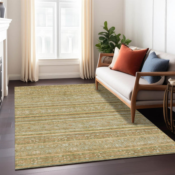 HomeRoots 5' Durable Artichoke Green Southwestern Area Rug for Indoor & Outdoor Spaces – Easy Care & Stylish 10' X 14' 615949