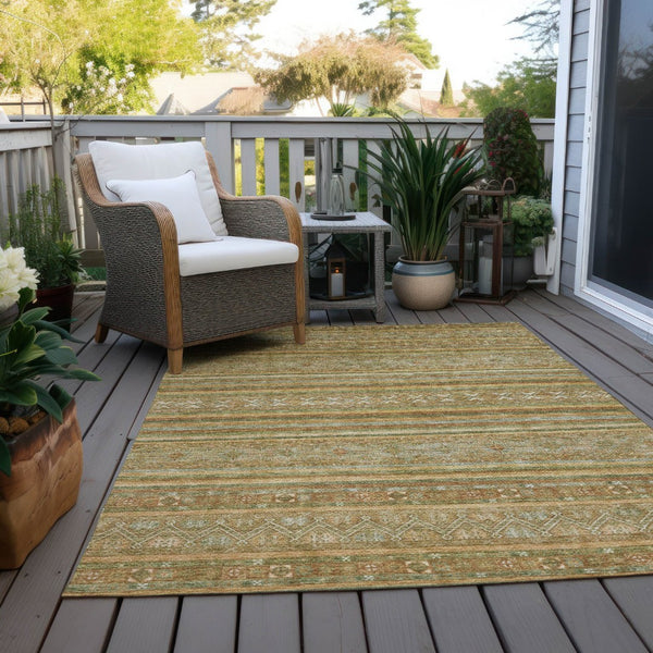 HomeRoots 5' Durable Artichoke Green Southwestern Area Rug for Indoor & Outdoor Spaces – Easy Care & Stylish 10' X 14' 615949