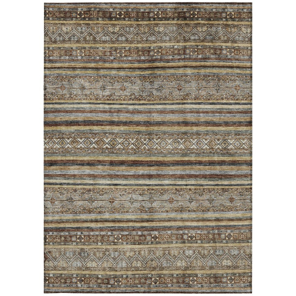 HomeRoots 5' Brown Denim Blue and Beige Southwestern Indoor/Outdoor Area Rug - Durable, Washable, Versatile Decor 5' X 8' 615951