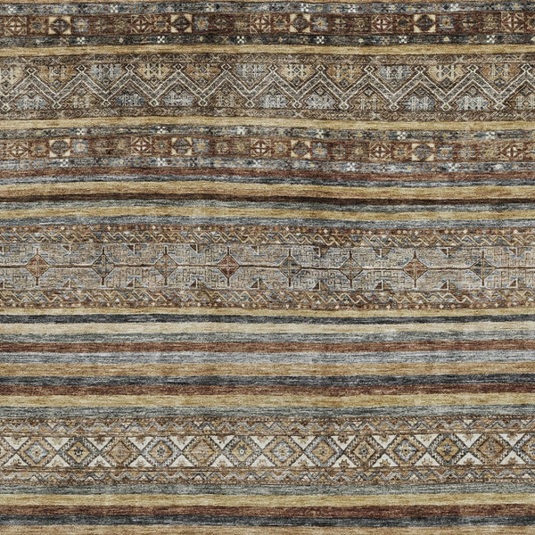 HomeRoots 5' Brown Denim Blue and Beige Southwestern Indoor/Outdoor Area Rug - Durable, Washable, Versatile Decor 8' X 10' 615953