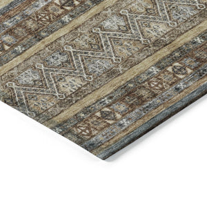 HomeRoots 5' Brown Denim Blue and Beige Southwestern Indoor/Outdoor Area Rug - Durable, Washable, Versatile Decor 9' X 12' 615954