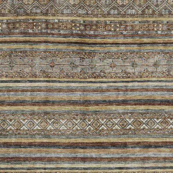 HomeRoots 5' Brown Denim Blue and Beige Southwestern Indoor/Outdoor Area Rug - Durable, Washable, Versatile Decor 9' X 12' 615954