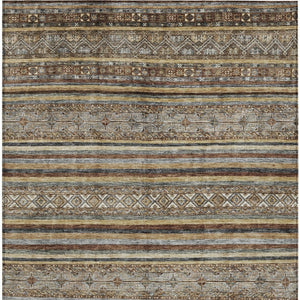 HomeRoots 5' Brown Denim Blue and Beige Southwestern Indoor/Outdoor Area Rug - Durable, Washable, Versatile Decor 10' X 14' 615955
