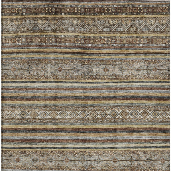 HomeRoots 5' Brown Denim Blue and Beige Southwestern Indoor/Outdoor Area Rug - Durable, Washable, Versatile Decor 10' X 14' 615955