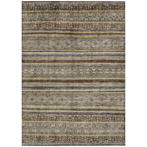 HomeRoots 5' Brown Denim Blue and Beige Southwestern Indoor/Outdoor Area Rug - Durable, Washable, Versatile Decor 10' X 14' 615955