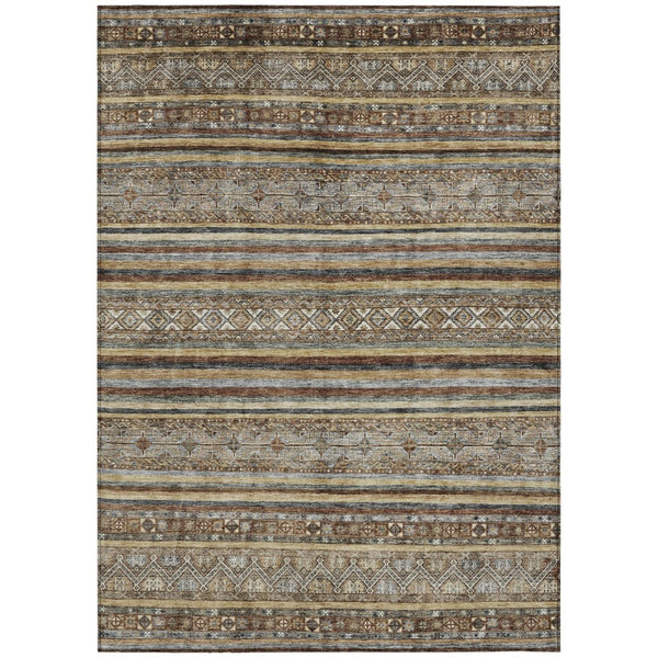 HomeRoots 5' Brown Denim Blue and Beige Southwestern Indoor/Outdoor Area Rug - Durable, Washable, Versatile Decor 10' X 14' 615955