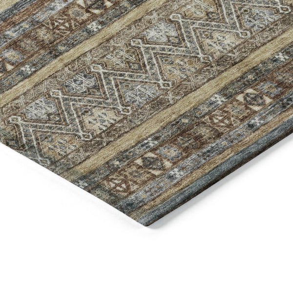 HomeRoots 5' Brown Denim Blue and Beige Southwestern Indoor/Outdoor Area Rug - Durable, Washable, Versatile Decor 10' X 14' 615955