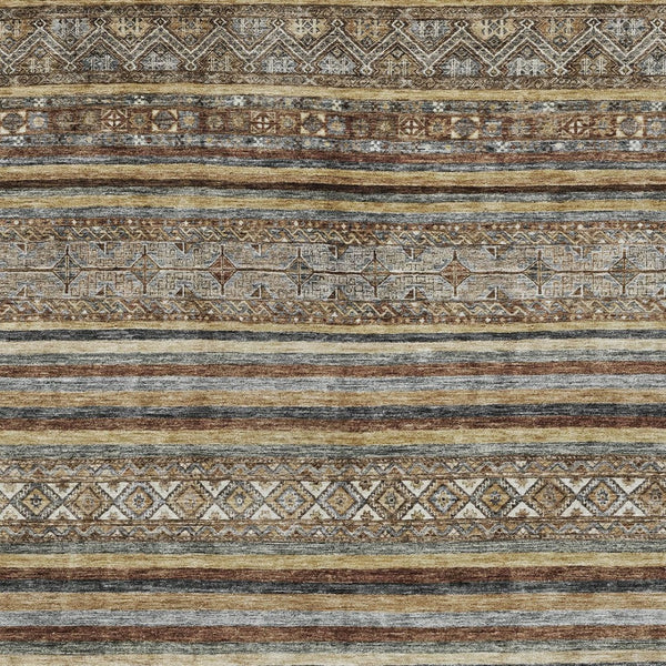 HomeRoots 5' Brown Denim Blue and Beige Southwestern Indoor/Outdoor Area Rug - Durable, Washable, Versatile Decor 10' X 14' 615955