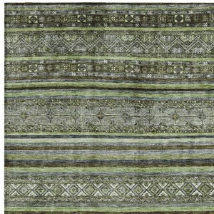 HomeRoots 5' Olive Green Gray Fern Southwestern Area Rug - Stylish, Washable, Durable for Indoor & Outdoor Use 5' X 8' 615969