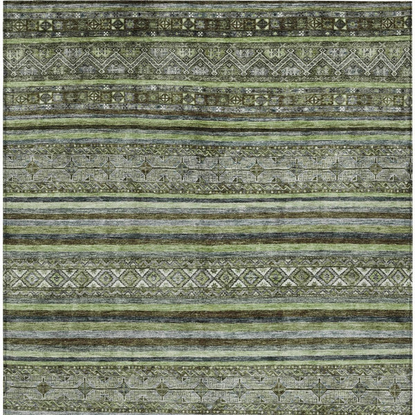 HomeRoots 5' Olive Green Gray Fern Southwestern Area Rug - Stylish, Washable, Durable for Indoor & Outdoor Use 8' X 10' 615971